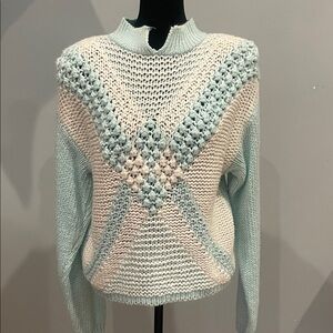 Light blue  and white Knit Sweater retro 80’s